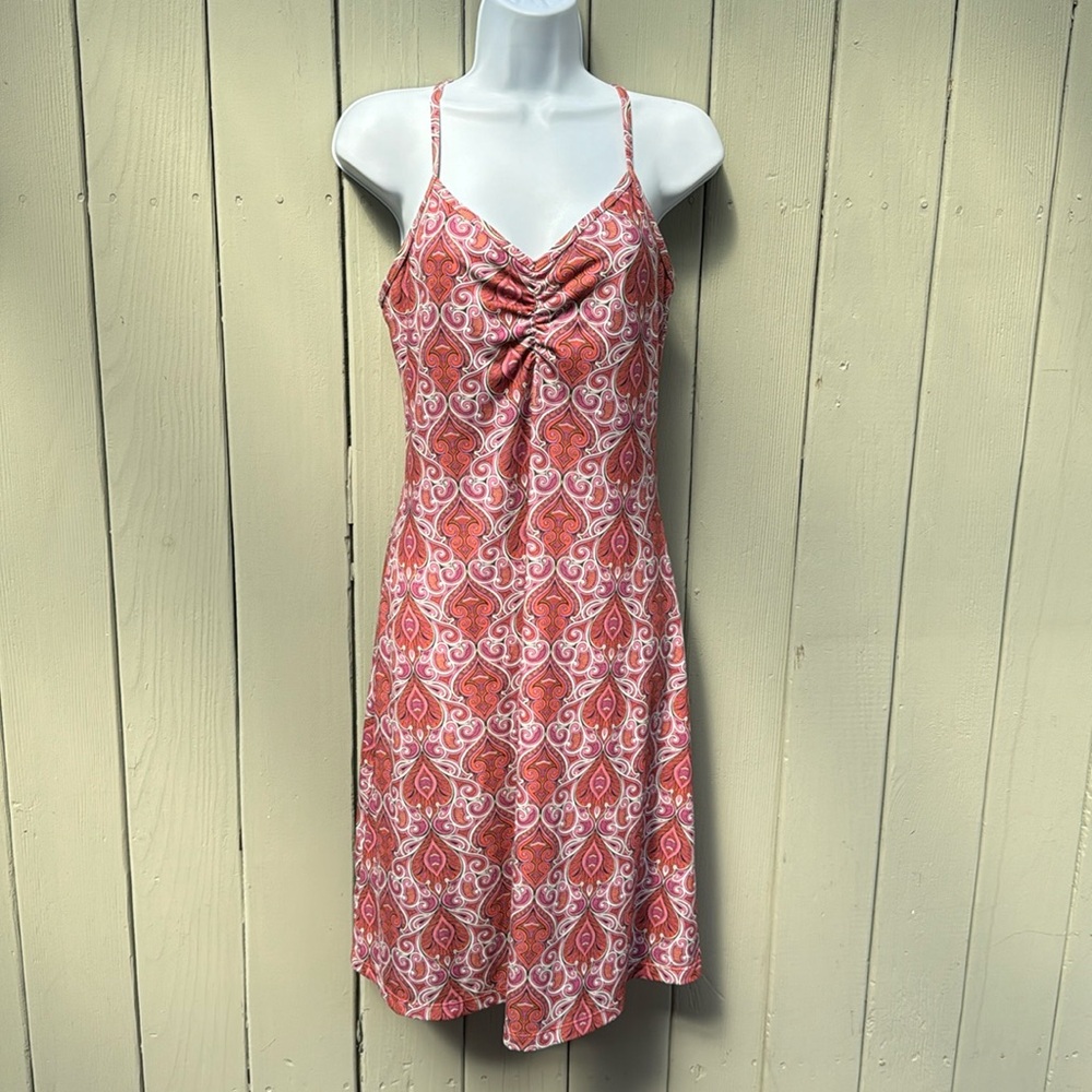 Prana dress S shelf bra pink print